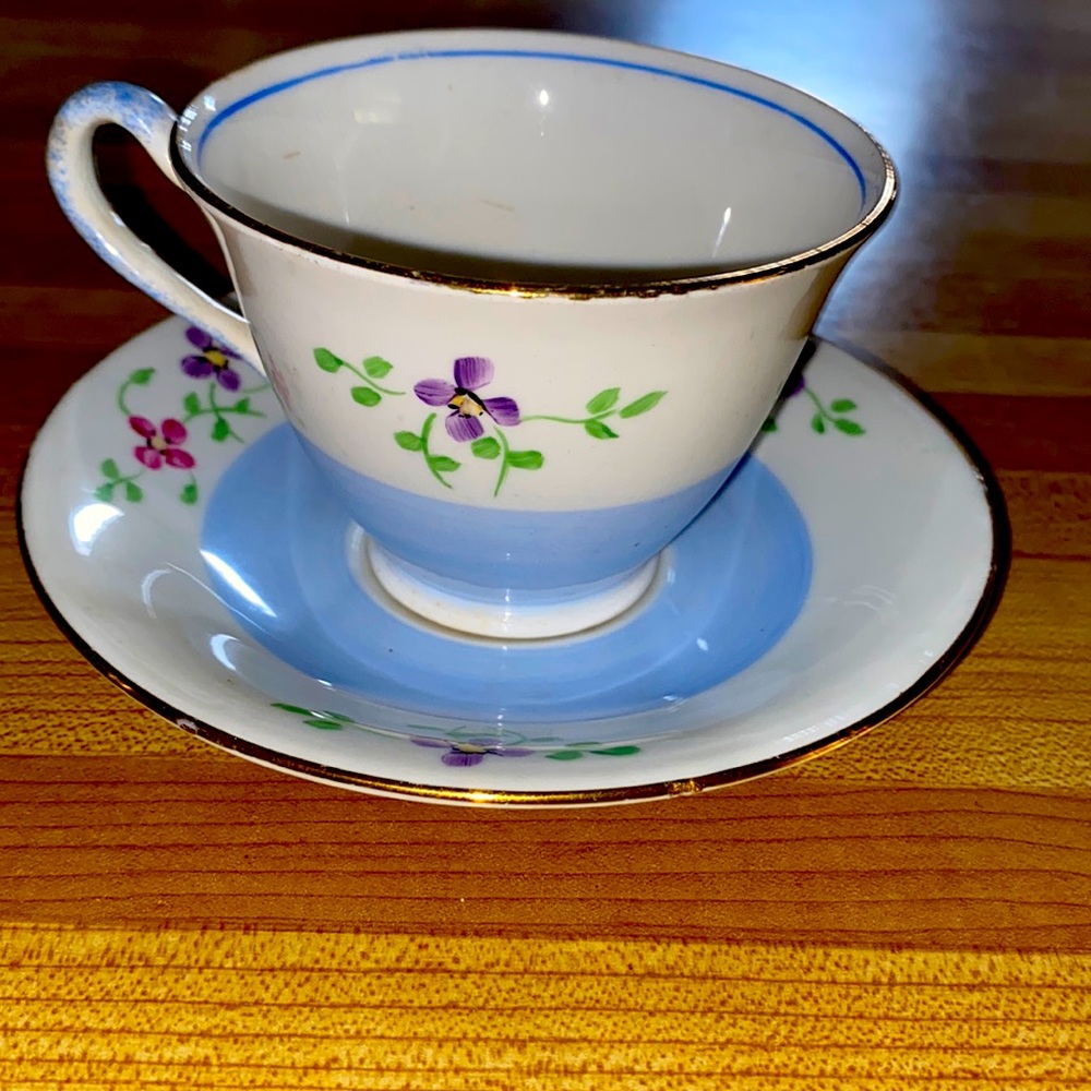 Vintage DELPHINE China England Teacup and Saucer Bone China